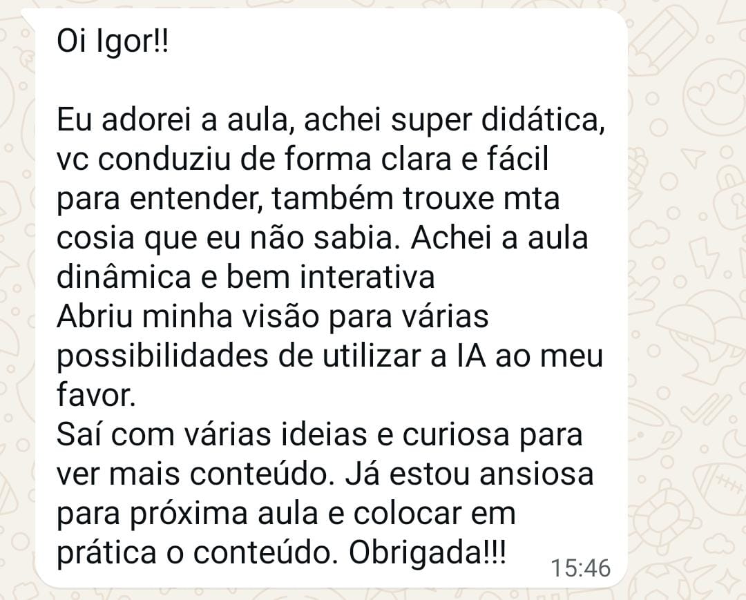 Depoimento de aluno 1